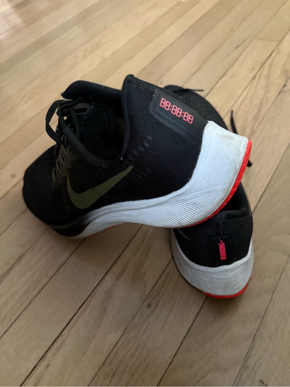 Nike Black Athletic Shoes with Olive Swoosh - Picture 2 of 4